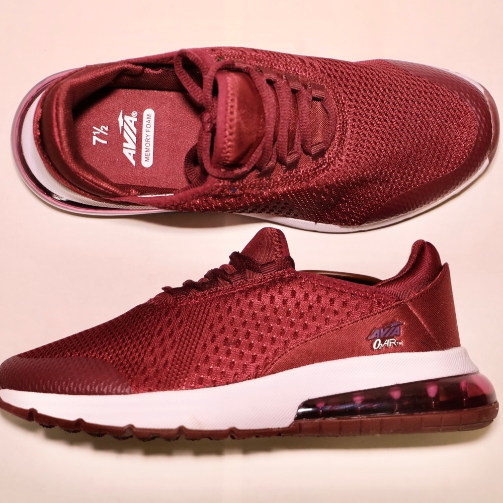 Women’s Avia O2 AIR, Memory Foam, Wine, Size 7 1/2